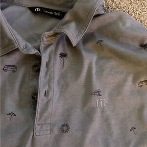 Travis Mathew Gray Polo Shirt with Black Accents
